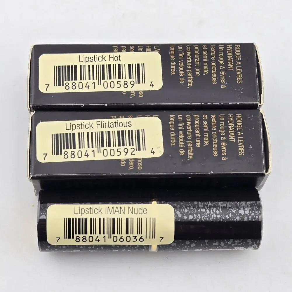 IMAN Luxury Moisturizing Lipstick Lot of 3 Semi-Matte Gift Set 3 Colors New